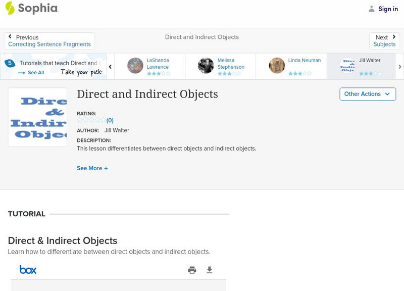 Sophia: Direct and Indirect Objects PPT Sophia: Direct and Indirect Objects PPT