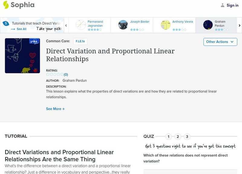 Sophia: Direct Variation and Proportional Linear Relationships Instructional Video Sophia: Direct Variation and Proportional Linear Relationships Instructional Video