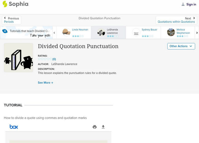 Sophia: Divided Quotation Punctuation PPT Sophia: Divided Quotation Punctuation PPT