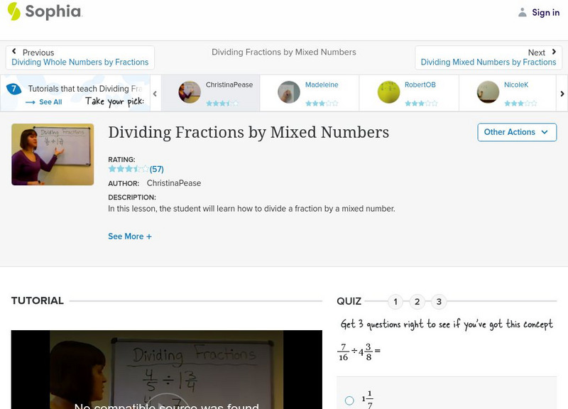Sophia: Dividing Fractions by Mixed Numbers PPT Sophia: Dividing Fractions by Mixed Numbers PPT