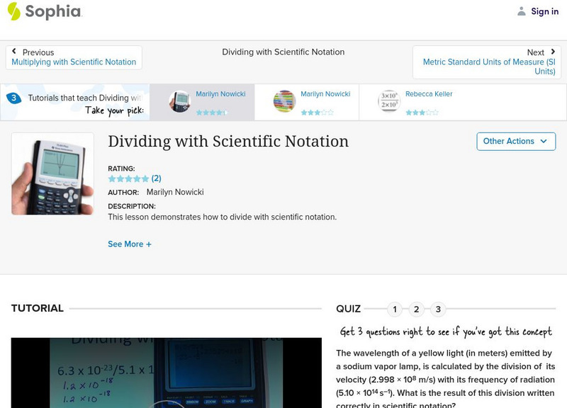Sophia: Dividing With Scientific Notation Instructional Video