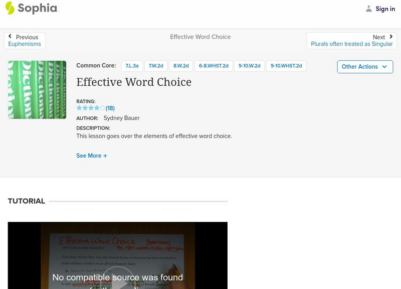Sophia: Effective Word Choice Instructional Video Sophia: Effective Word Choice Instructional Video