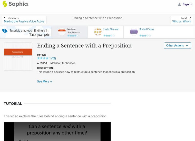 Sophia: Ending a Sentence With a Preposition Unit Plan Sophia: Ending a Sentence With a Preposition Unit Plan