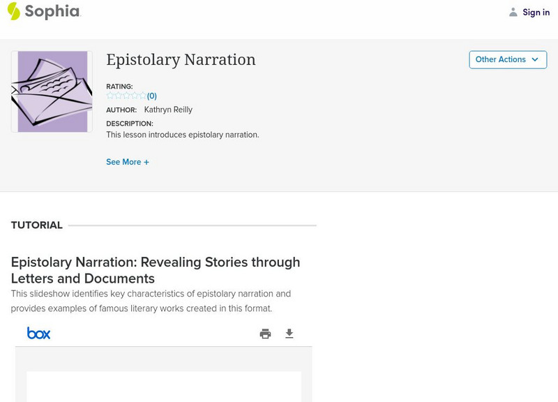 Sophia: Epistolary Narration PPT Sophia: Epistolary Narration PPT