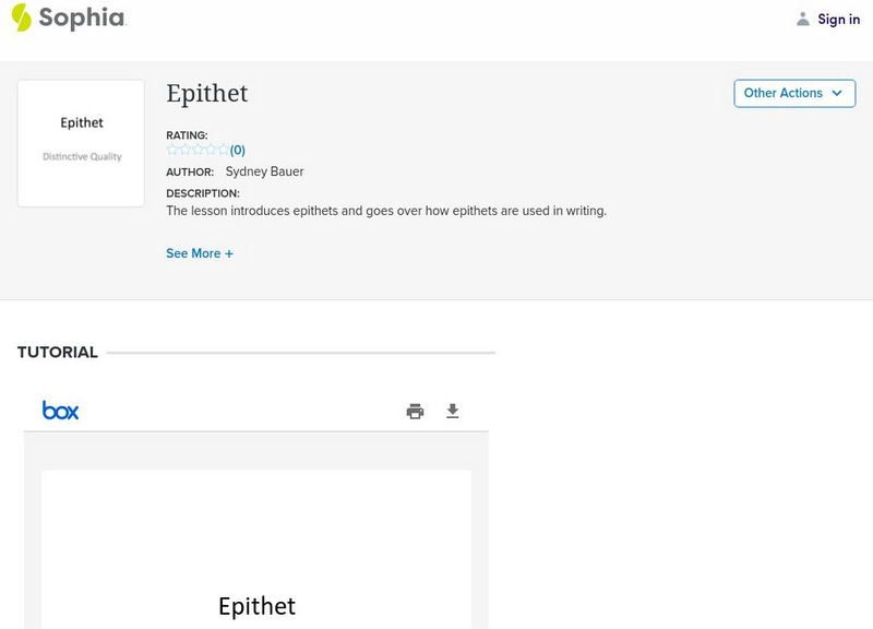 Sophia: Epithet PPT Sophia: Epithet PPT