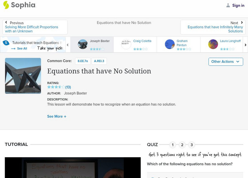 Sophia: Equations That Have No Solution Instructional Video Sophia: Equations That Have No Solution Instructional Video