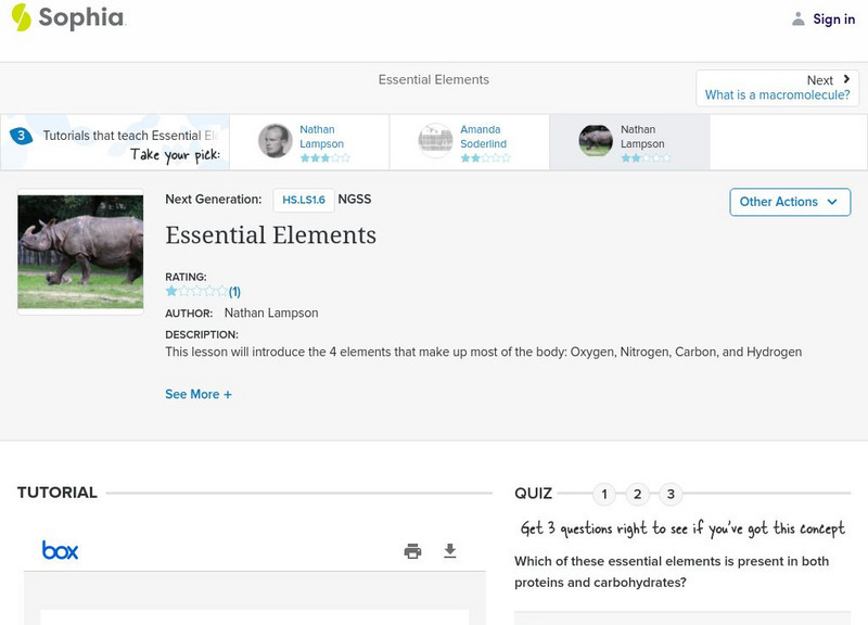 Sophia: Essential Elements Activity Sophia: Essential Elements Activity