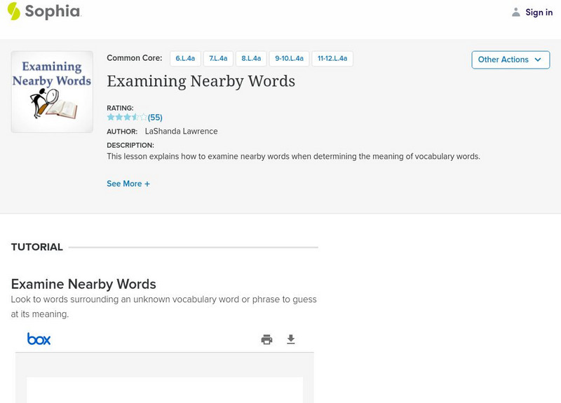 Sophia: Examining Nearby Words PPT Sophia: Examining Nearby Words PPT