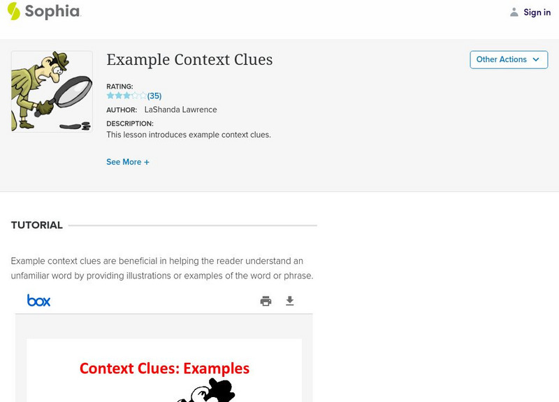 Sophia: Example Context Clues PPT Sophia: Example Context Clues PPT