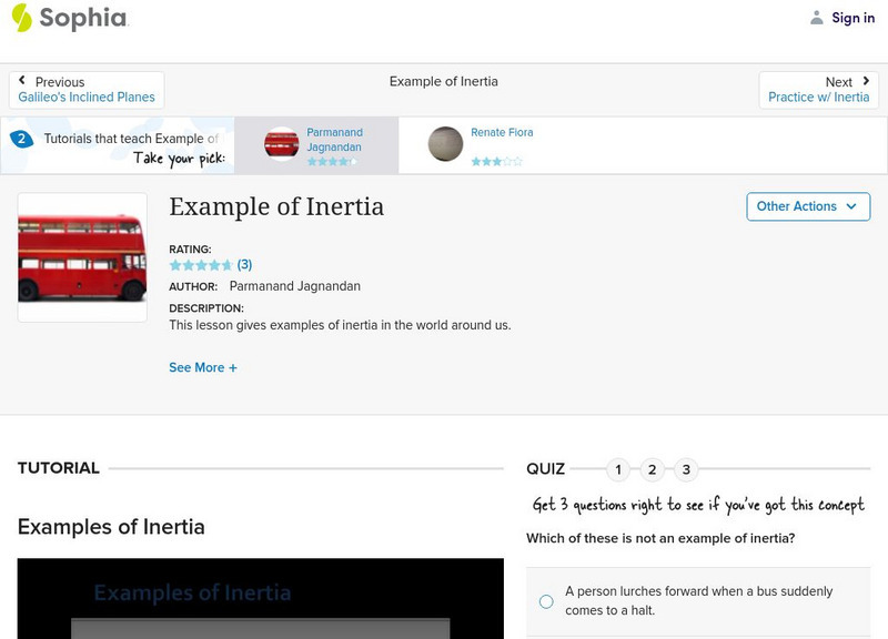 Sophia: Example of Inertia Instructional Video