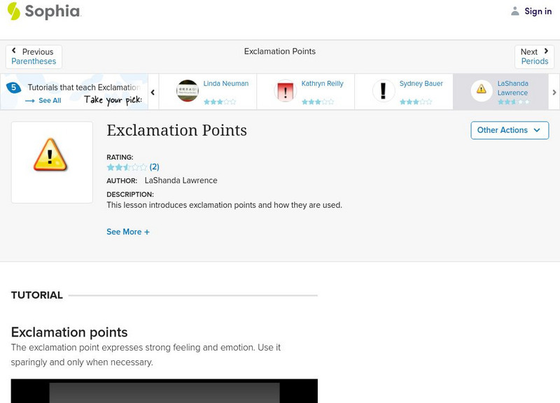 Sophia: Exclamation Points Instructional Video Sophia: Exclamation Points Instructional Video