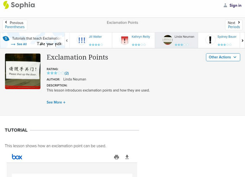 Sophia: Exclamation Points PPT Sophia: Exclamation Points PPT