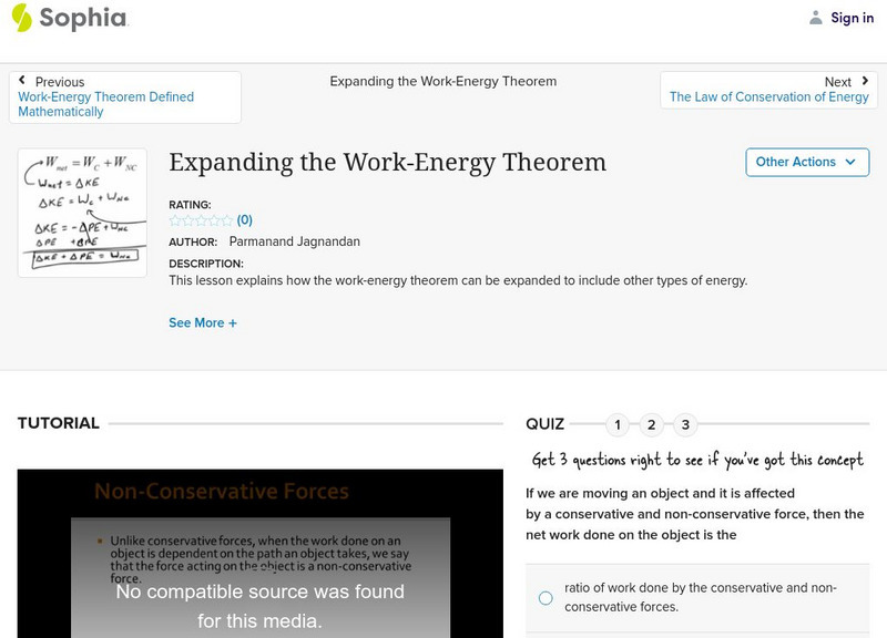 Sophia: Expanding the Work Energy Theorem Unit Plan Sophia: Expanding the Work Energy Theorem Unit Plan