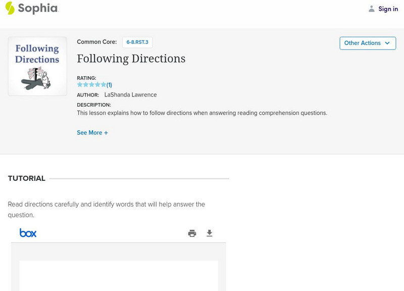 Sophia: Following Directions: Tutorial PPT Sophia: Following Directions: Tutorial PPT