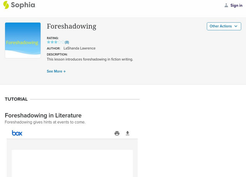 Sophia: Foreshadowing PPT Sophia: Foreshadowing PPT