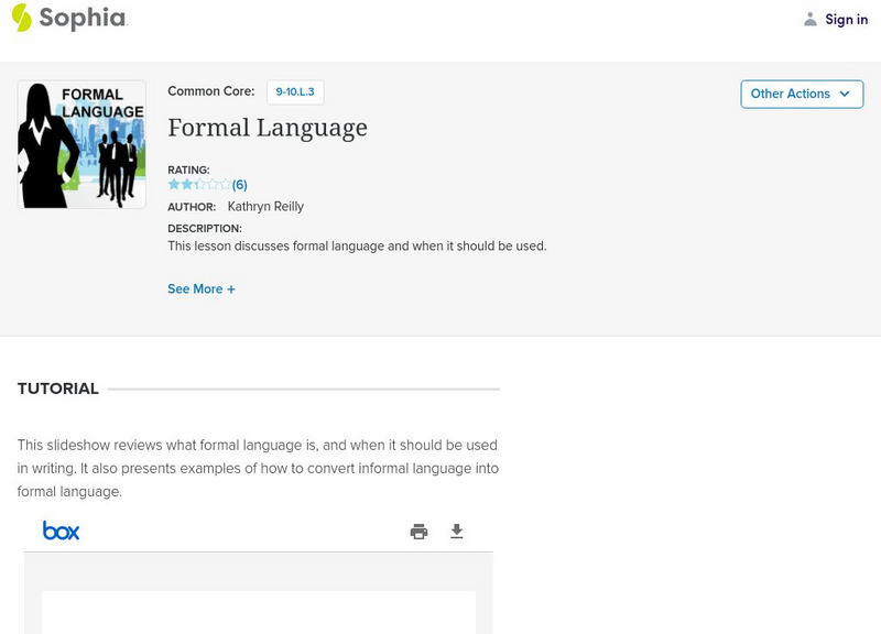 Sophia: Formal Language PPT Sophia: Formal Language PPT