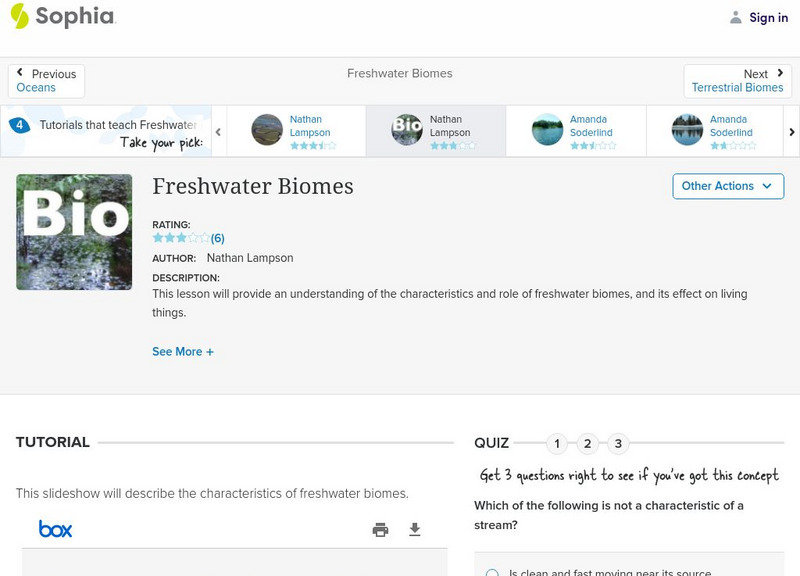 Sophia: Freshwater Biomes Unit Plan Sophia: Freshwater Biomes Unit Plan