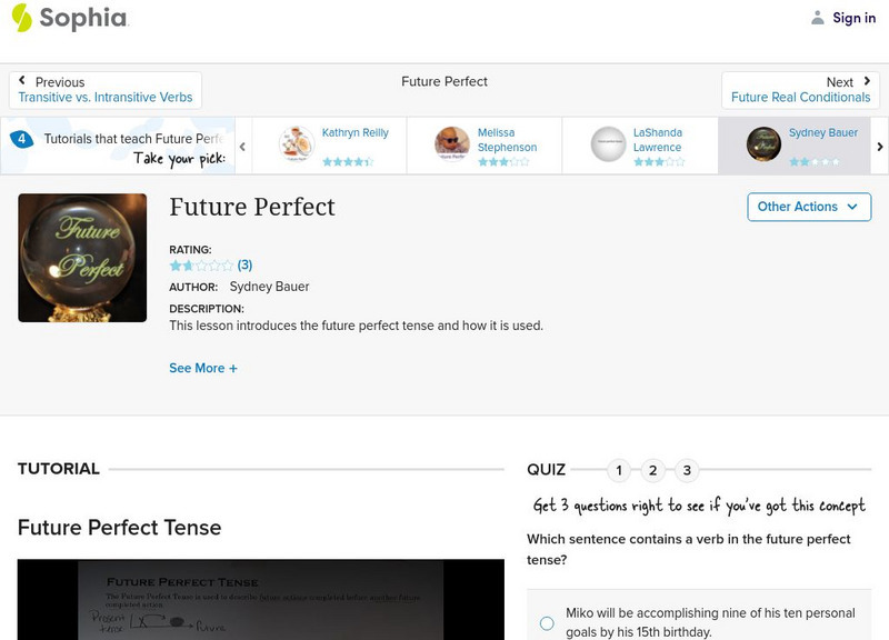 Sophia: Future Perfect Tense Instructional Video