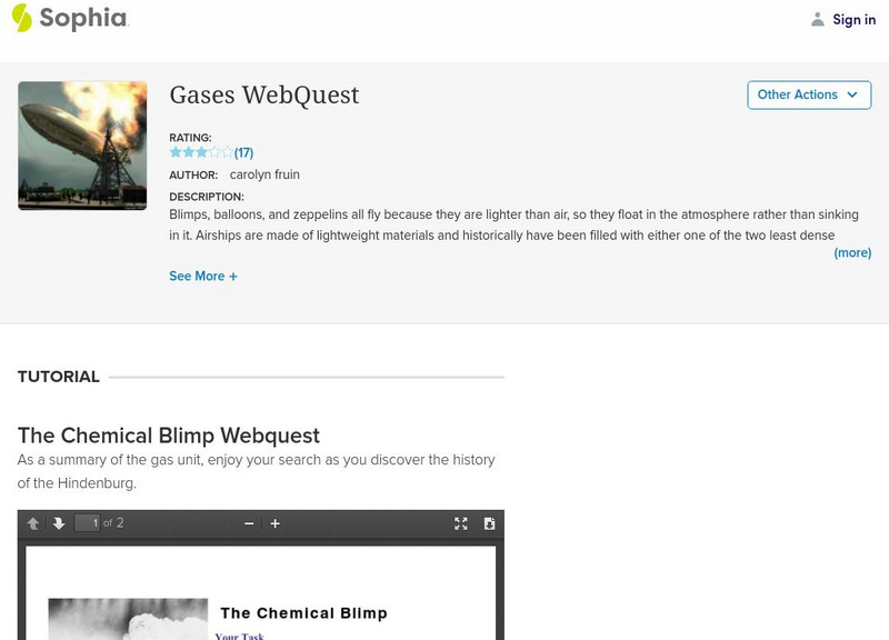Sophia: Science Web Quest: Gases Activity Sophia: Science Web Quest: Gases Activity
