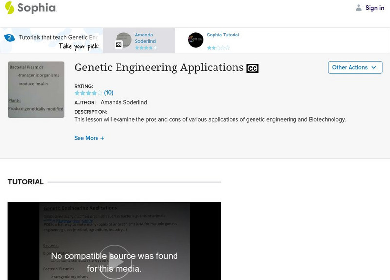 Sophia: Genetic Engineering Applications Instructional Video