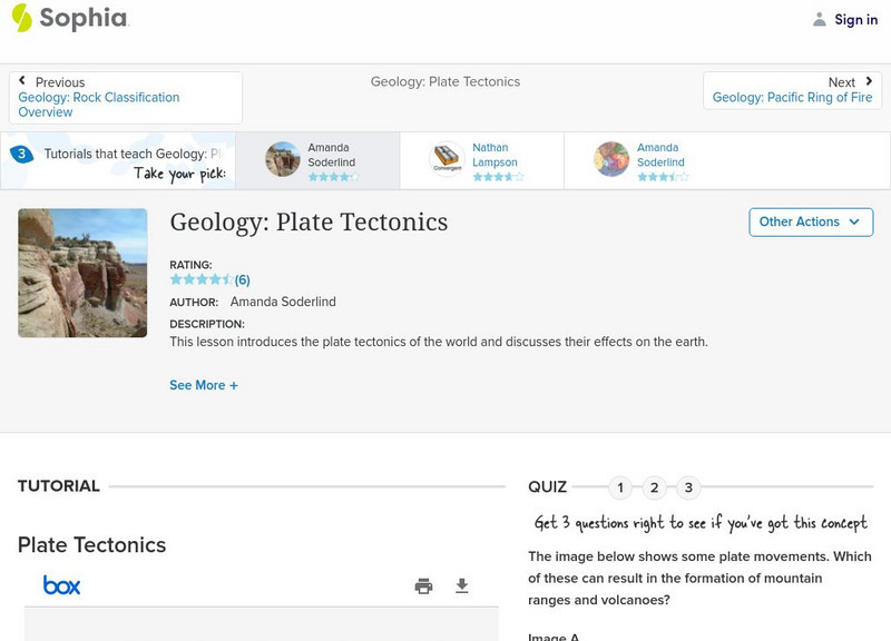 Sophia: Geology: Plate Tectonics Unit Plan Sophia: Geology: Plate Tectonics Unit Plan