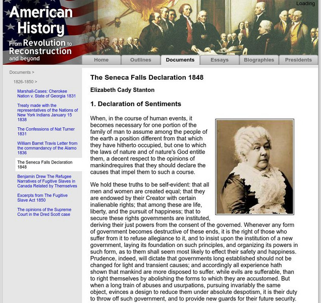 American History: Documents: The Seneca Falls Declaration 1848 Primary American History: Documents: The Seneca Falls Declaration 1848 Primary