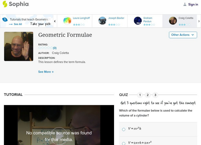 Sophia: Geometric Formulae Instructional Video Sophia: Geometric Formulae Instructional Video