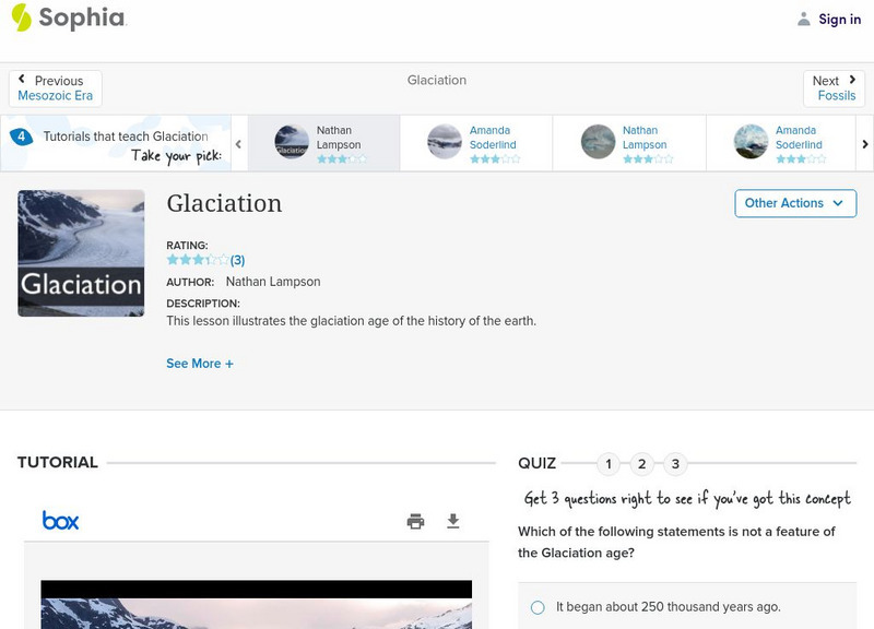 Sophia: Glaciation: Lesson 1 Unit Plan