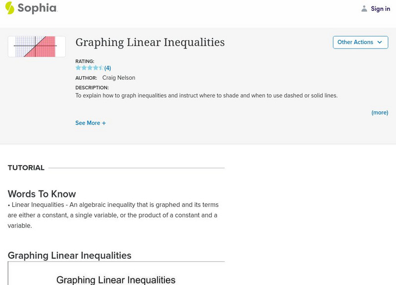 Sophia: Graphing Linear Inequalities Instructional Video Sophia: Graphing Linear Inequalities Instructional Video
