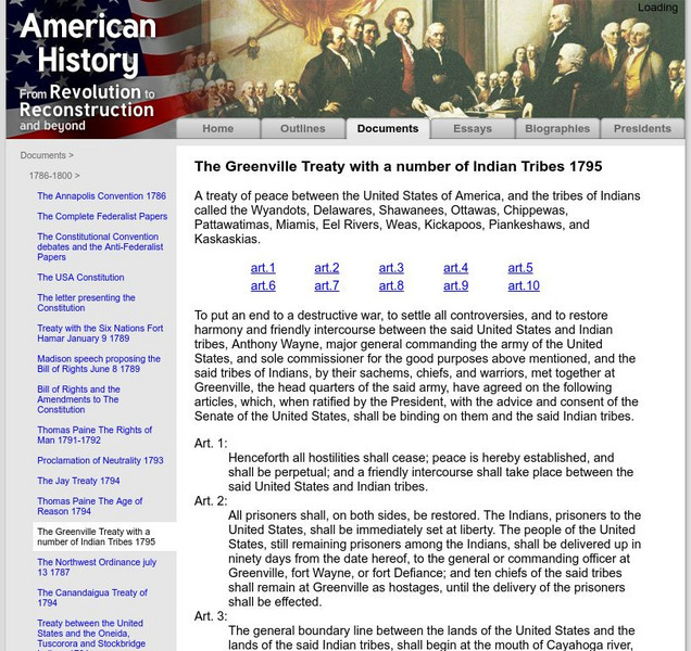 American History: Documents: The Greenville Treaty Primary American History: Documents: The Greenville Treaty Primary