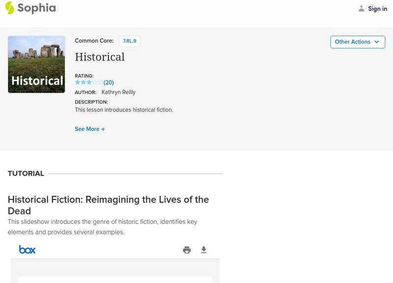 Sophia: Historical Fiction PPT Sophia: Historical Fiction PPT