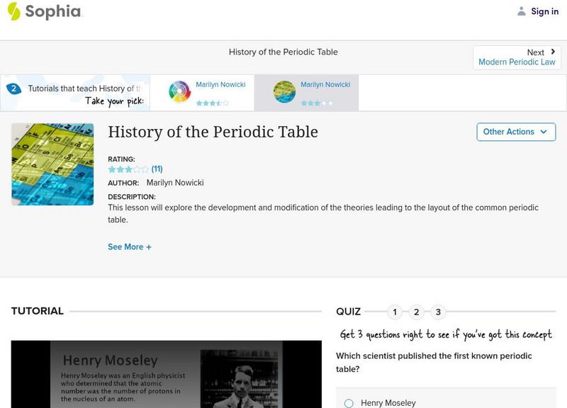 Sophia: History of the Periodic Table Instructional Video