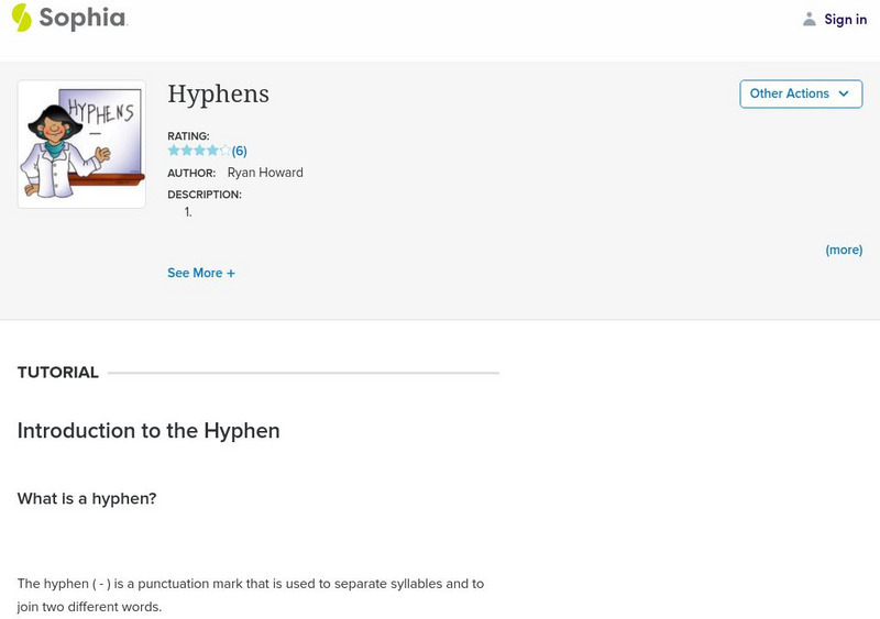 Sophia: Hyphens Unit Plan