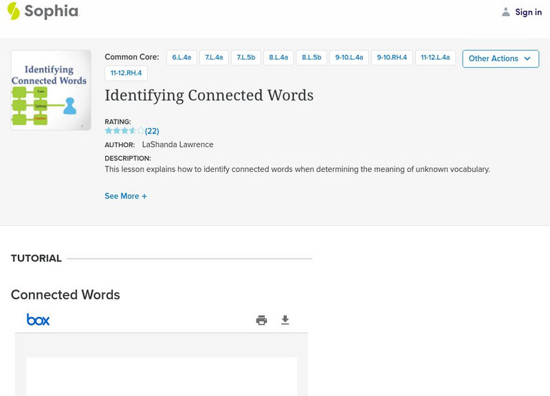 Sophia: Identifying Connected Words PPT Sophia: Identifying Connected Words PPT