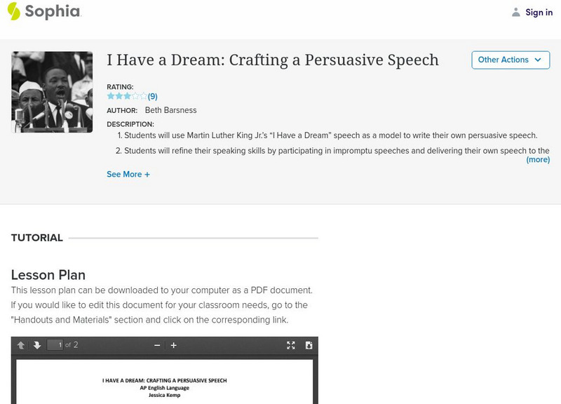 Sophia: I Have a Dream: Crafting a Persuasive Speech Website Sophia: I Have a Dream: Crafting a Persuasive Speech Website