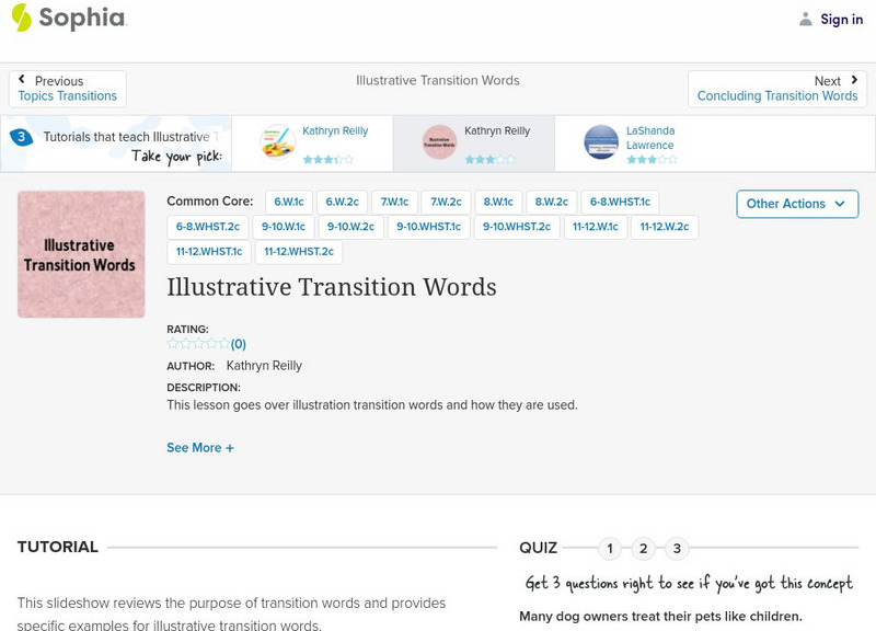Sophia: Illustrative Transition Words PPT Sophia: Illustrative Transition Words PPT