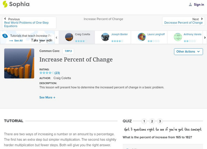 Sophia: Increase Percent of Change Instructional Video Sophia: Increase Percent of Change Instructional Video