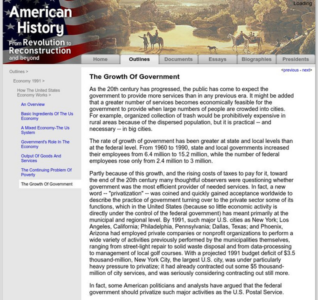 American History: Outlines: The Growth of Government Handout American History: Outlines: The Growth of Government Handout