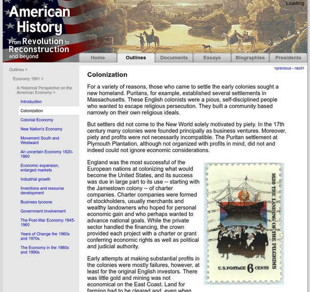 American History: Outlines: Colonization Handout American History: Outlines: Colonization Handout
