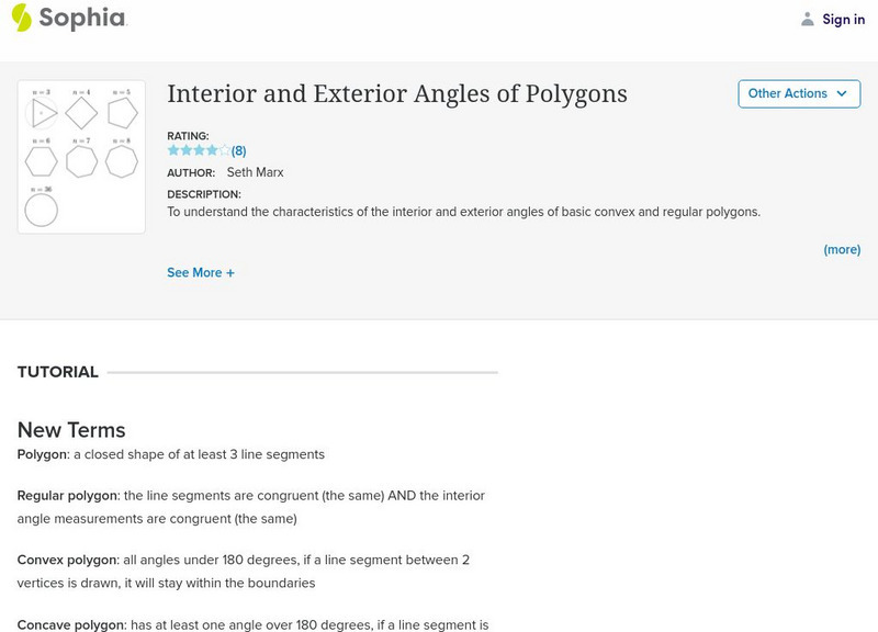 Sophia: Interior and Exterior Angles of Polygons Instructional Video Sophia: Interior and Exterior Angles of Polygons Instructional Video