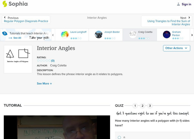 Sophia: Interior Angles Instructional Video Sophia: Interior Angles Instructional Video