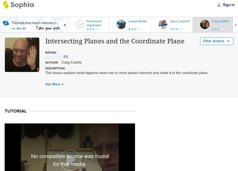 Sophia: Intersecting Planes and the Coordinate Plane Instructional Video Sophia: Intersecting Planes and the Coordinate Plane Instructional Video