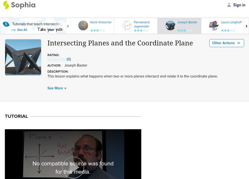 Sophia: Intersecting Planes and the Coordinate Plane Instructional Video Sophia: Intersecting Planes and the Coordinate Plane Instructional Video