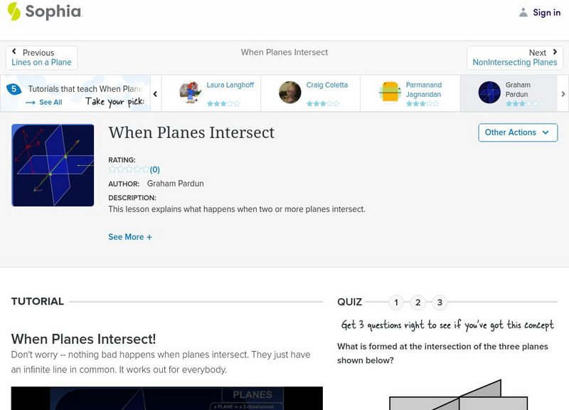 Sophia: When Planes Intersect Instructional Video Sophia: When Planes Intersect Instructional Video