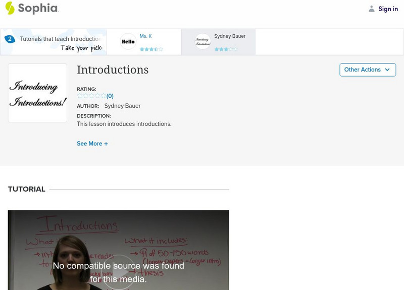 Sophia: Introductions Instructional Video
