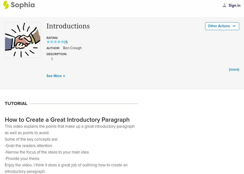Sophia: Introductions Instructional Video Sophia: Introductions Instructional Video