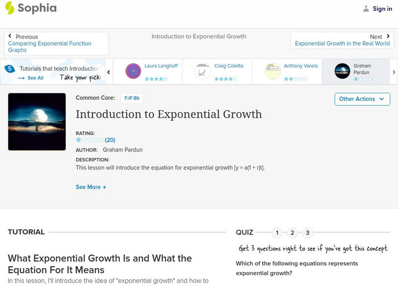 Sophia: Introduction to Exponential Growth Instructional Video Sophia: Introduction to Exponential Growth Instructional Video
