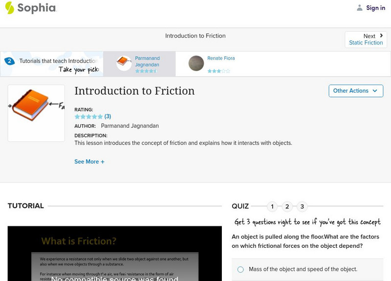 Sophia: Introduction to Friction Instructional Video