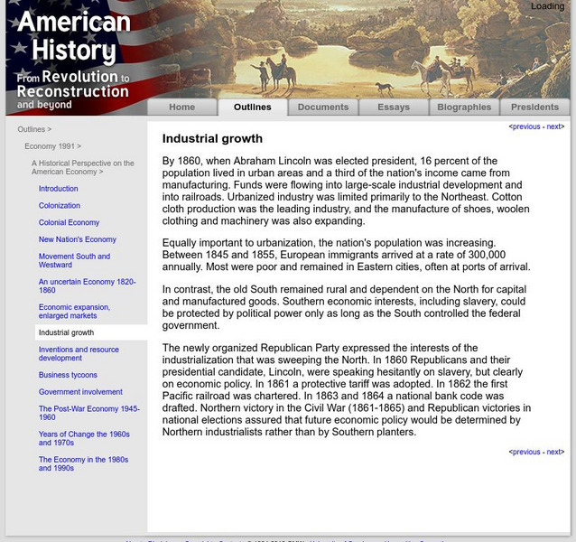 American History: Outlines: Industrial Growth Handout American History: Outlines: Industrial Growth Handout