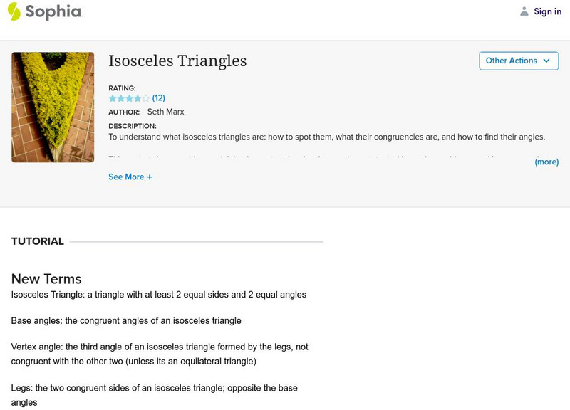 Sophia: Isosceles Triangles Instructional Video Sophia: Isosceles Triangles Instructional Video